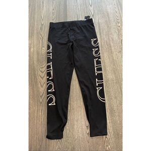 Guess Womens Manja Active Leggings Side Logo Print Elastic Waist Black Size M